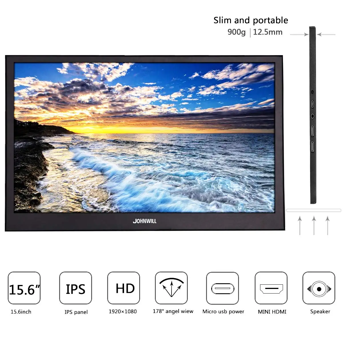 Portable 13.3 inch 2K Touch Screen monitor PC full HD IPS lcd small 15.6 inch monitor 1920x1080 for Raspberry Pi PC PS4 PS3 Xbox