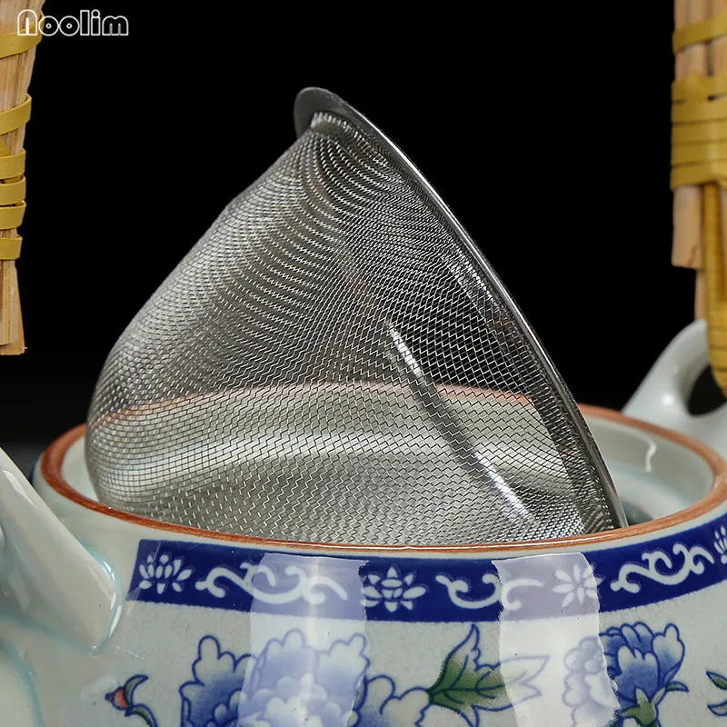 NOOLIM 650 мл керамический чайник с высокой термостойкостью, синий и белый фарфоровый чайник с ручкой, маленький чайник с фильтром