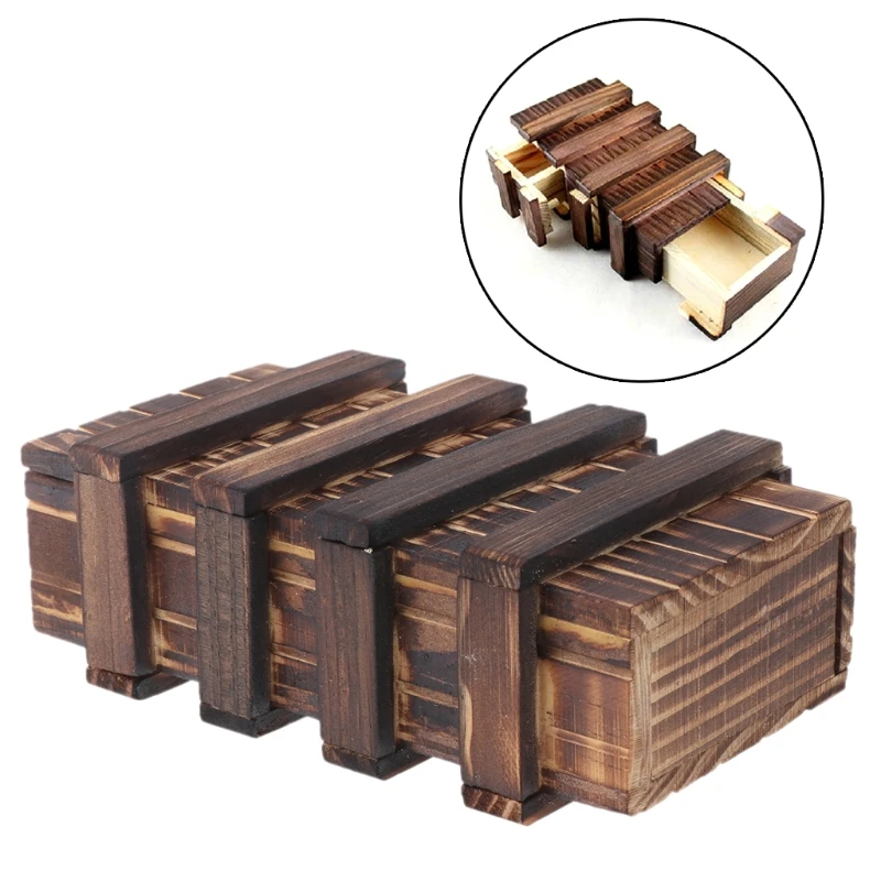 Newest Magic Wooden Puzzle Box With Secret Drawer Compartment Brain