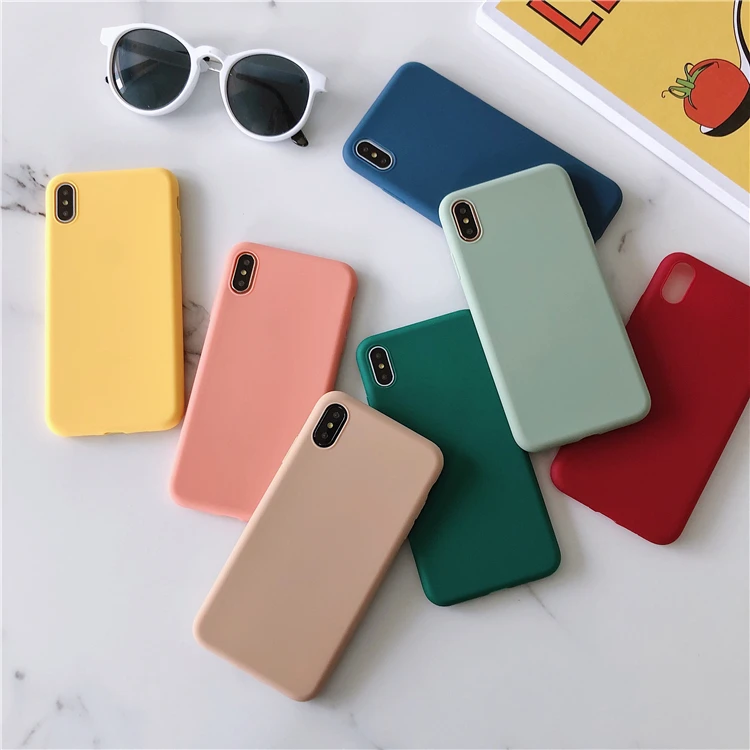 

Solid Color Silicone Couples Cases For iphone XR X XS Max 6 6S 7 8 Plus Cute Candy Color Soft Simple Fashion Couples Phone Case