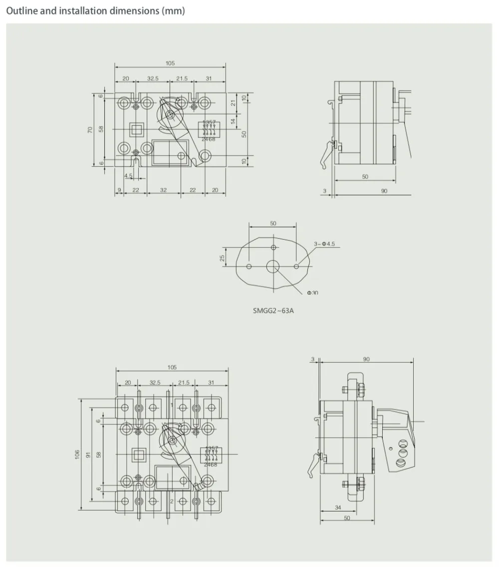 Cemig ручной отключения выключателя 63A 100A 125A AC380V SMGG2-3P