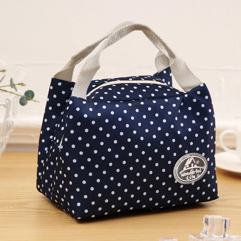

Portable Lunch Bag Thermal Insulated Lunch Box Cold Canvas Stripe Picnic Carry Cooler Bag Case Portable Lunch Bags Totes