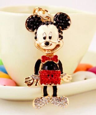 Полный Стразы Микки Минни Сумка для ключей кольцо для ключей Валентина праздничные подарки продвижение - Цвет: Red Mickey