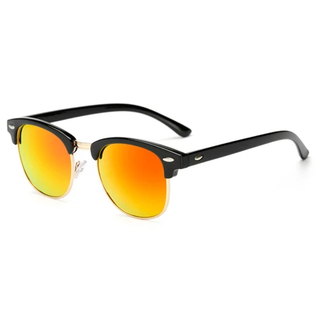 Поляризованные Солнцезащитные очки женские популярные брендовые дизайнерские ретро мужские Летние Стильные Солнцезащитные очки с заклепками рамка красочного покрытия оттенков - Цвет линз: red