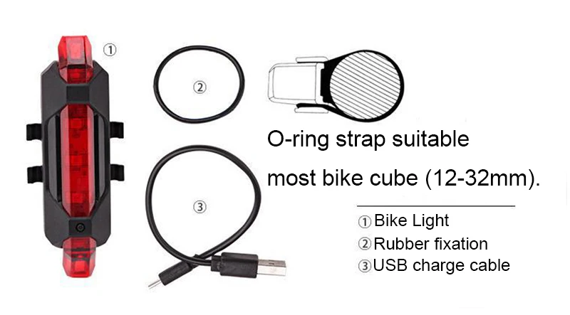 Sale Dropshipping 5 LED Night Mountain Bicycle Cycling Tail Light USB Rechargeable Warning Light Bike Rear Safety Bike Accessories 8