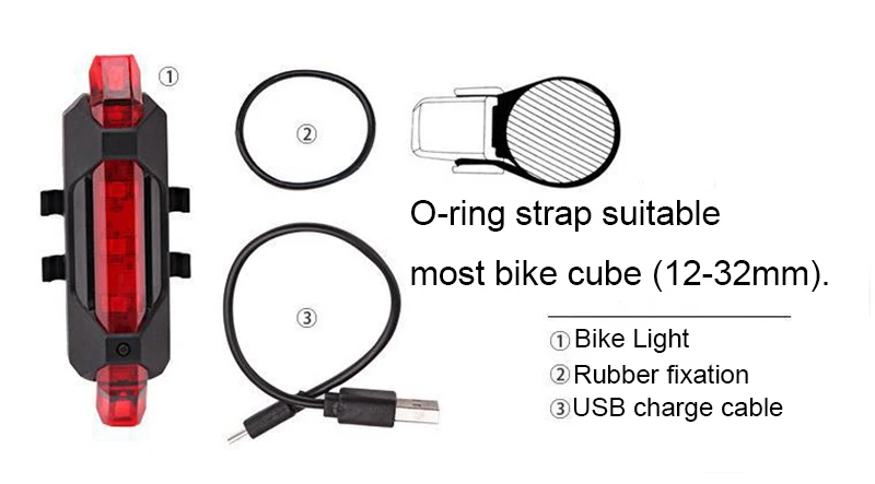 Best Dropshipping 5 LED Rear Safety Warning Bike Light Bicycle Night Cycling Tail Light USB Rechargeable Red Bike Accessories 9
