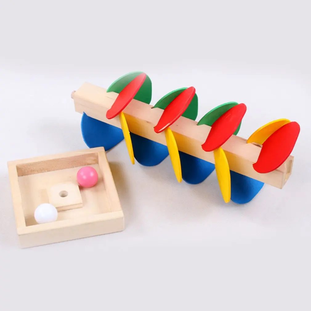 Montessori Educational Toy Wooden Tree Marble Ball Run Track Game Baby