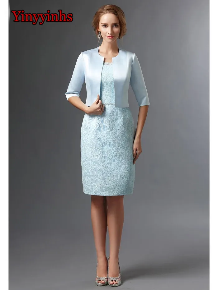 Vestido De Madrinha 2020 платья для матери невесты длиной до колен 2 штуки кружевной с