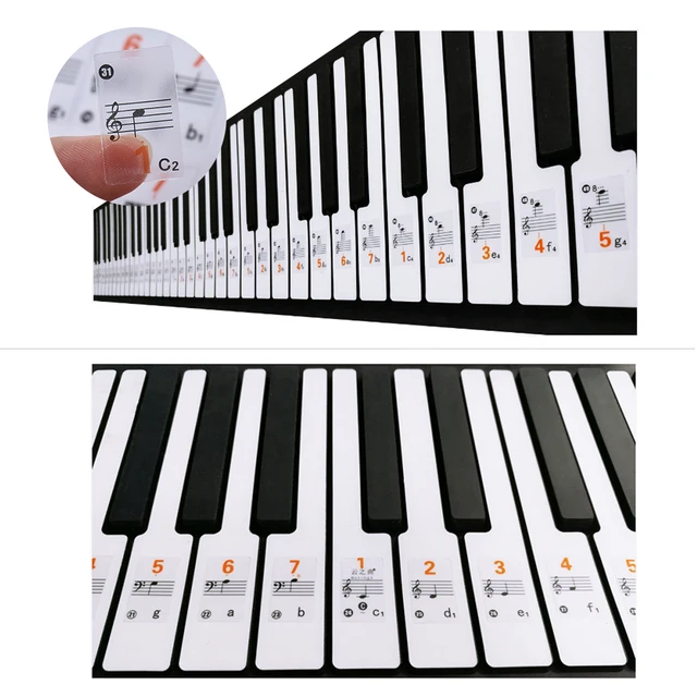 transparent 37 49 61 88 keys electronic keyboard sticker piano stave keyboard sheet