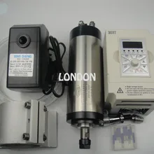 ER16 диаметр 80 мм 220 В водяное охлаждение 1.5KW шпиндель с 4 шт. подшипник для чпумашина+ 1.5KW частотно-регулируемым приводом+ водяной насос+ стойка+ сверла для станков с ЧПУ