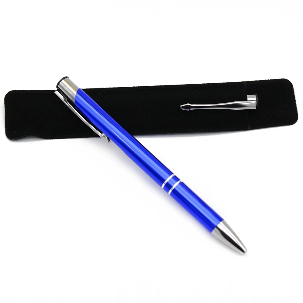 20* персонализированные Выгравированные металлические ручки Люкс Бизнес Свадебный подарок сувениры бизнес Логотип Название компании веб-сайт сумки - Цвет: Royal Blue With Bag