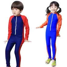 Купальники для мальчиков и девочек, цельный лоскутный детский купальник для серфинга, плюс размер, купальный костюм с длинными рукавами