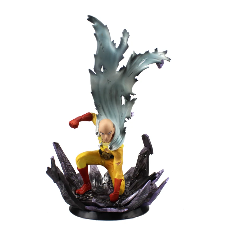 

Free Shipping 10" Anime One Punch Man Saitama Broken Ground Ver. Boxed 24cm PVC Action Figure Collection Model Doll Toys Gift