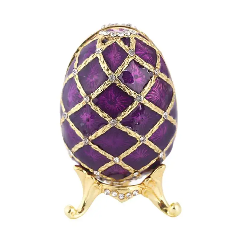 Русский Faberge яйцо Кристалл Bejeweled ювелирные изделия кольцо брелок драгоценный ящик для хранения пасхальные яйца Коллекционные сувениры Свадебный дисплей - Цвет: 10