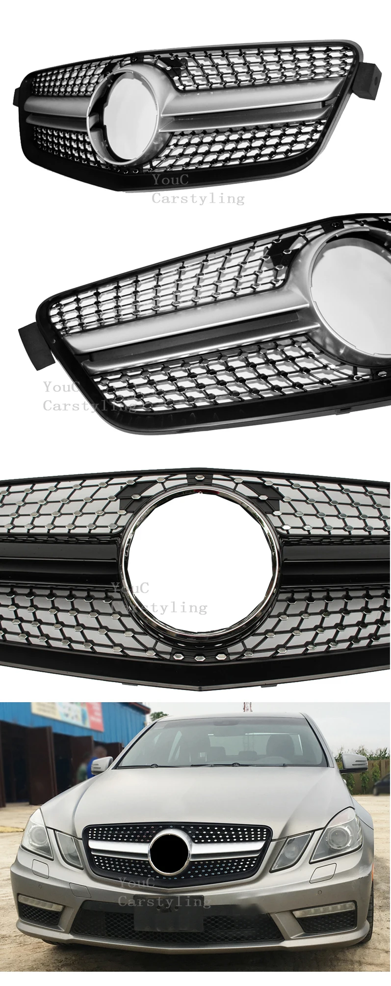 W212 Front Bumper Grille Mesh for Mercedes E class W212 GT / Diamond / AMG Style 2010- E200 E250 E300 E350 E400