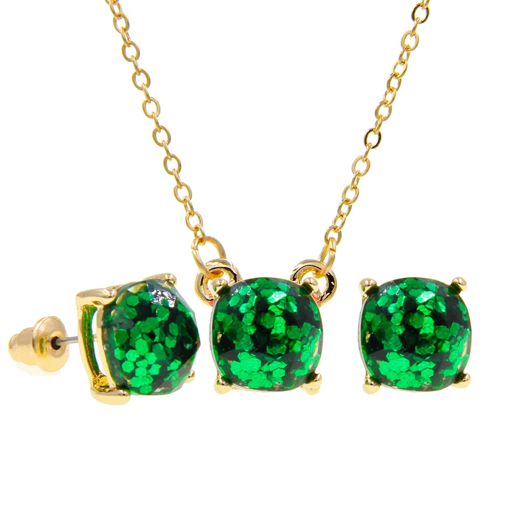 

YJX030 14 Kinds Super Cute Mini Iridescent Druzy Drusy Pendant Necklace With Matching Stud Earrings Hot Fashion Jewelry Sets