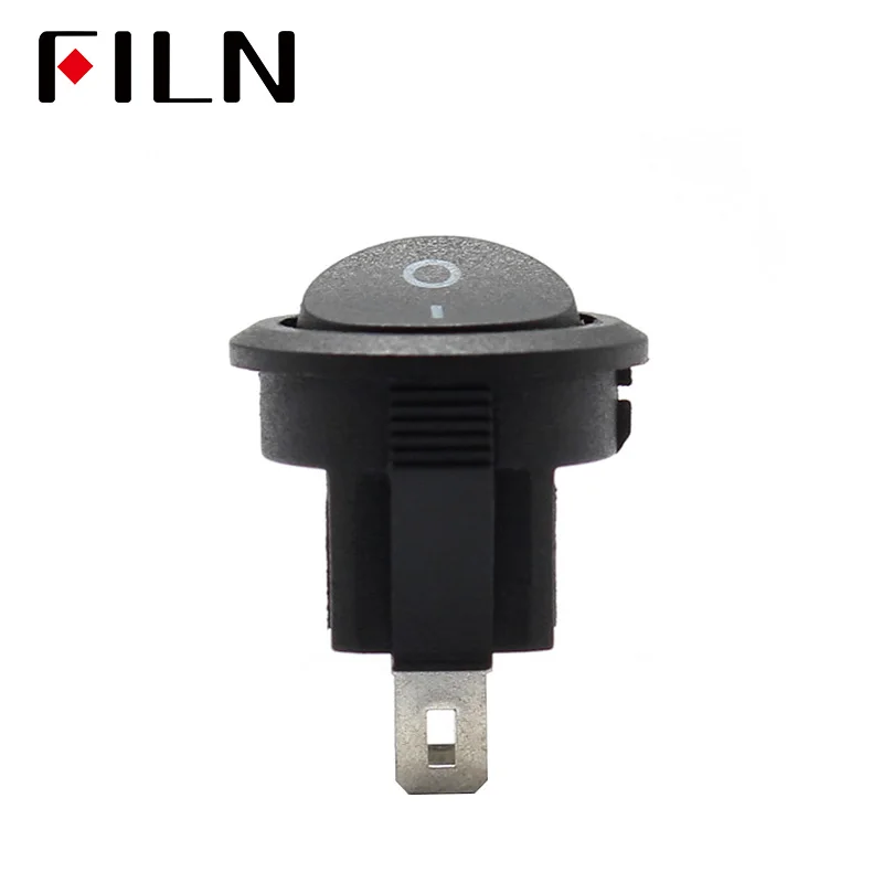 15MM Small Round Black 2-Pin 2-Files 3A250V 6A125V Rocker Switch Seesaw Power Switch for Car Dash Dashboard Toys (3)