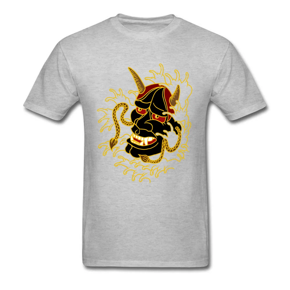 Hannya Crew Neck Top T-shirts Summer/Fall Tops Tees Short Sleeve Fashionable Pure Cotton Printed Tops T Shirt comfortable Mens Hannya grey