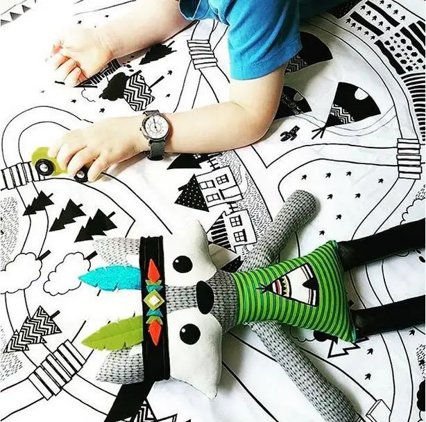 INS модный ковер с нордическим узором, детский домашний коврик для ползания, коврик для ковров, утолщенная кровать для новорожденных, хлопковый детский игровой коврик одеяло, подарок для детей