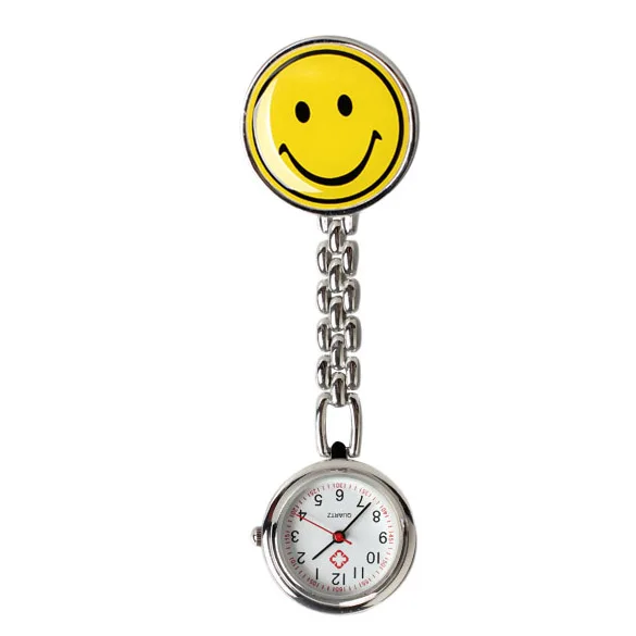 Smile Face Nurse Table Pocket Watch with Clip Brooch Chain Quartz Yellow LXH Smile Face Nurse Table Pocket Watch with Clip Brooch Chain Quartz Yellow LXH