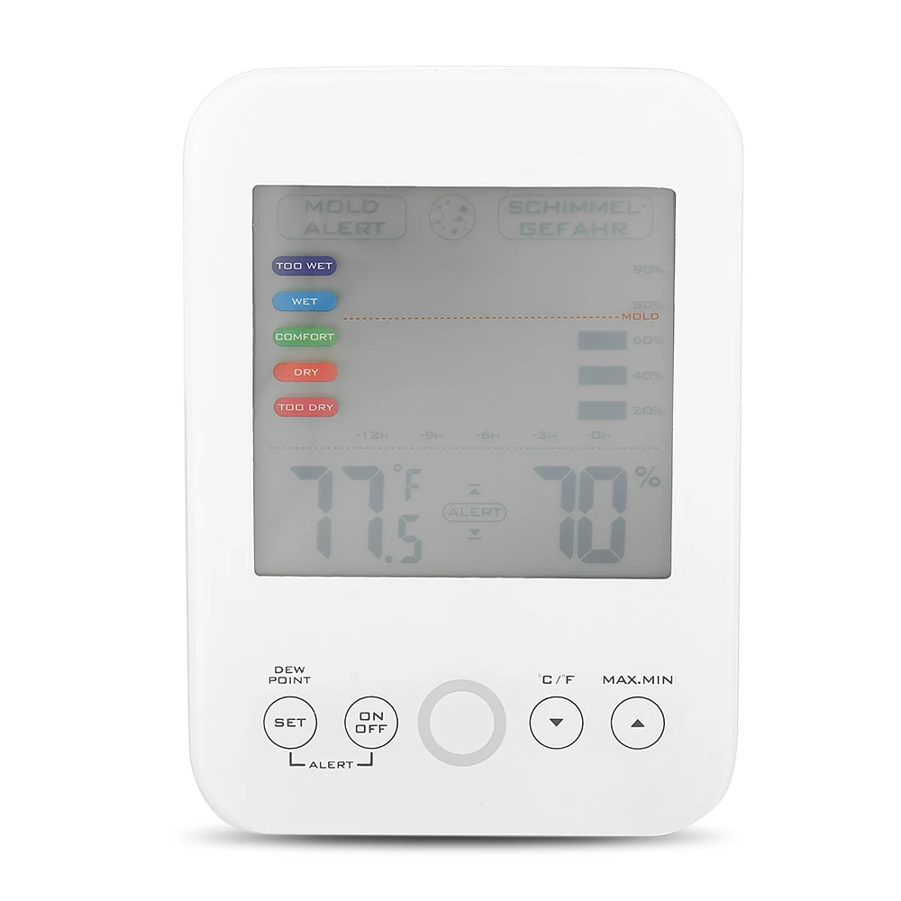 LCD Digital Thermometer Hygrometer Weather Station Temperature Humidity Tester Indoor Outdoor Mold Reminder Probe |