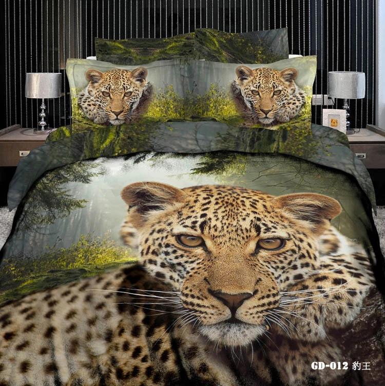 3D leopardo animal print 100% conjuntos de cama de algodón US queen edredón funda de cama en una bolsa sábanas ajustadas de lino dormitorio|bed in a bag|bed in bagbedspreads beds -