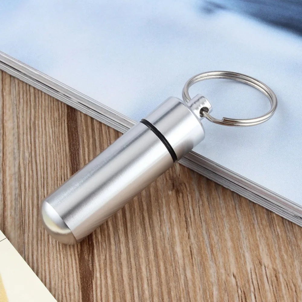 Key holder Алюминий Водонепроницаемый таблетки форме Box держатель бутылки Контейнер брелок медицина брелок для ключей коробка Лидер продаж