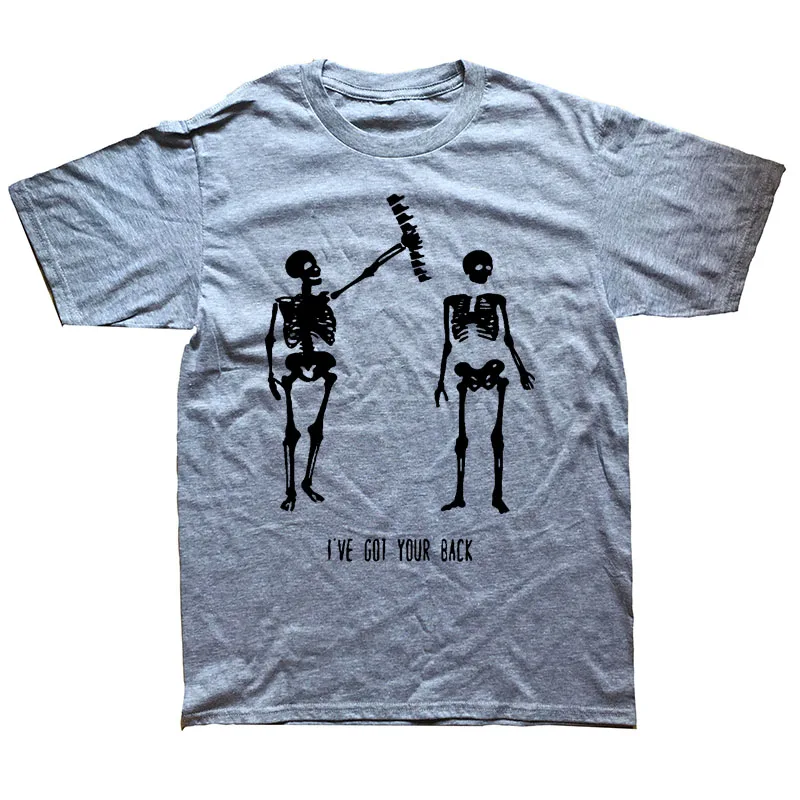 Летняя футболка с принтом «I 've Got Your Back Skeleton» для мужчин, хлопковая футболка с коротким рукавом и круглым вырезом