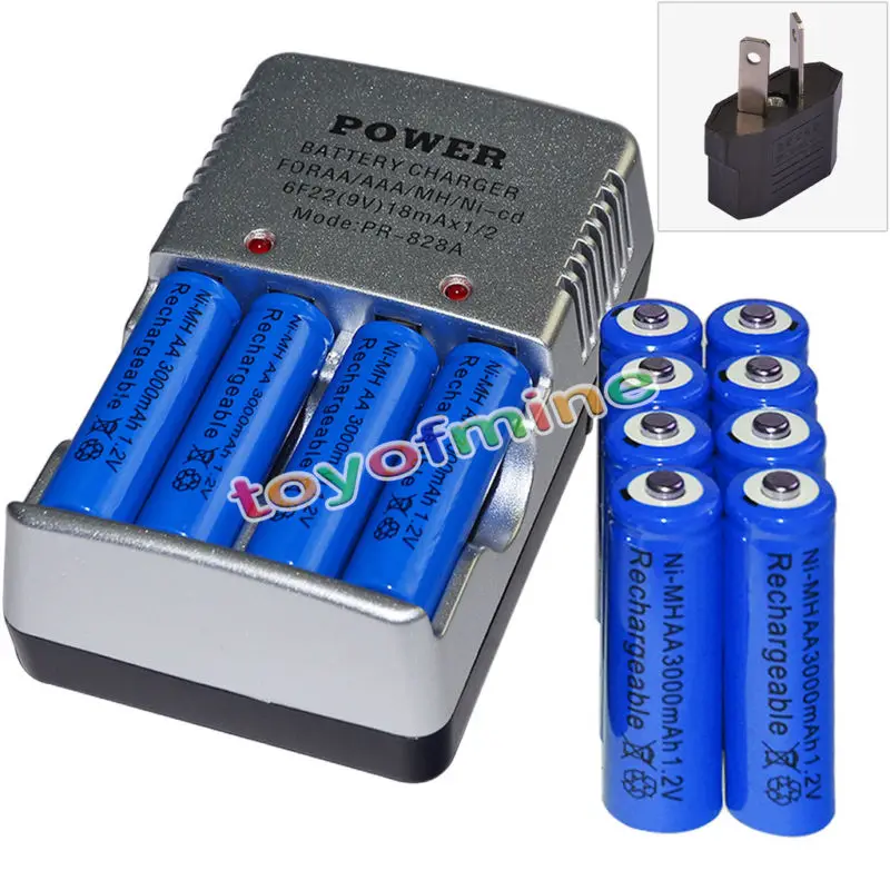 12x AA 3000mAh 1,2 V никель-металл-гидридная аккумуляторная батарея синего цвета+ 1x умное зарядное устройство