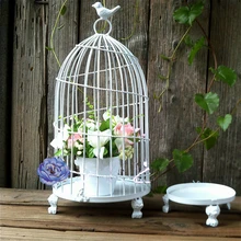 Iron bird cage, European bird cage, decorative desk, flower rack, decorative flower cage.flower pot decoration sweet bird cage pattern removeable waterproof decorative wall sticker