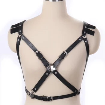 

Pu Body Leather Harness Sexy Cage Bra Belt Lingerie Black Fetish for Women Bondage Caged Torture Rave Festival Dance Underwear