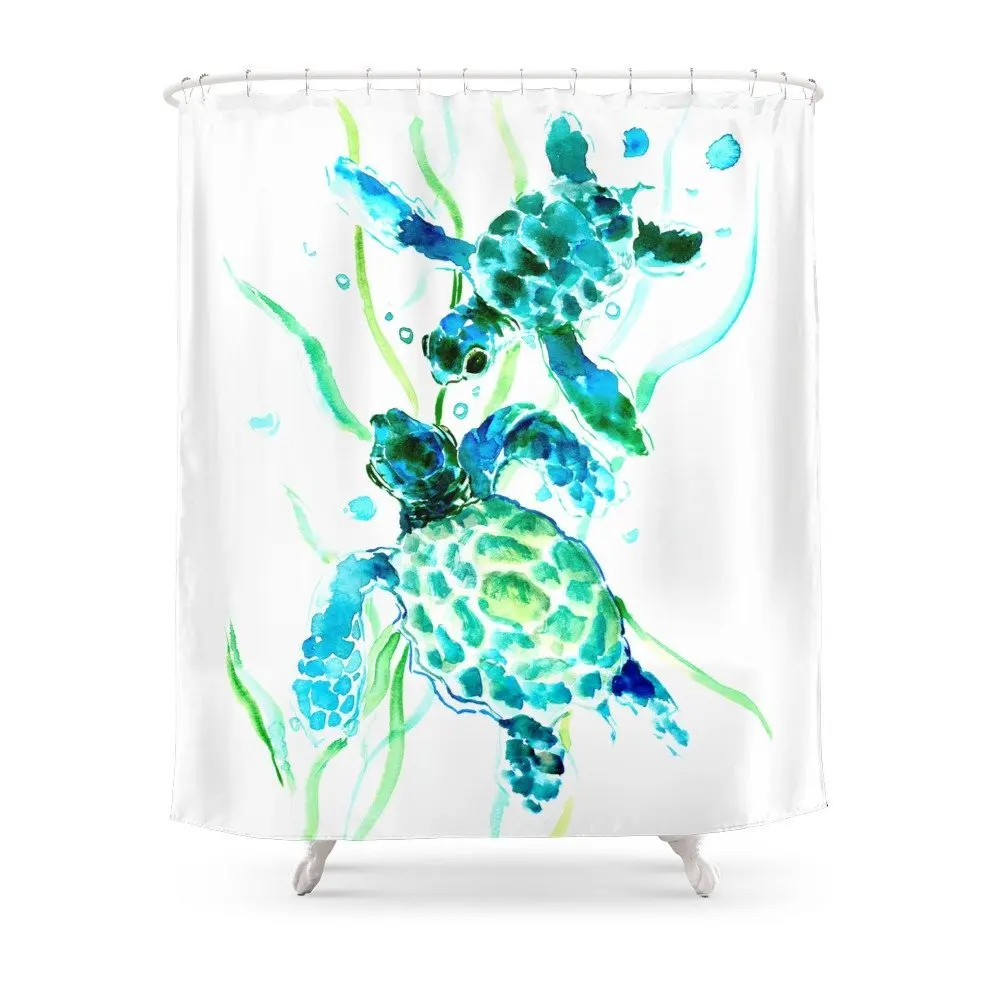 Penyu Laut Shower Curtain Polyester Kain Kamar Mandi Rumah Dekorasi Cetak Tahan Air Mandi Tirai Dengan Kait Sea Turtle Shower Curtain Shower Curtainprint Shower Curtain Aliexpress