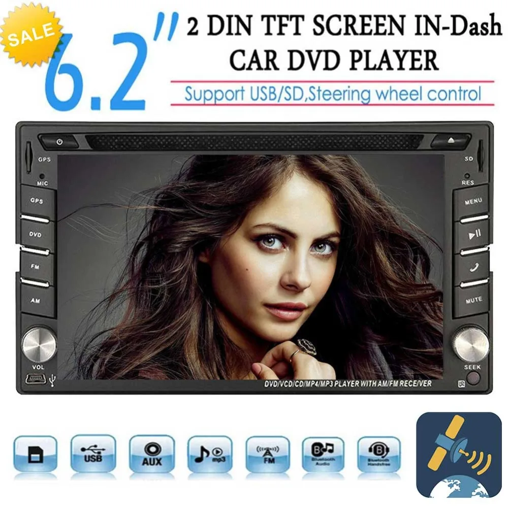 

EinCar touch Screen Universal Double 2 Din Bluetooth In Dash Car CD DVD Player GPS Radio SWC USB RDS AM/FM Car Stereo Receiver