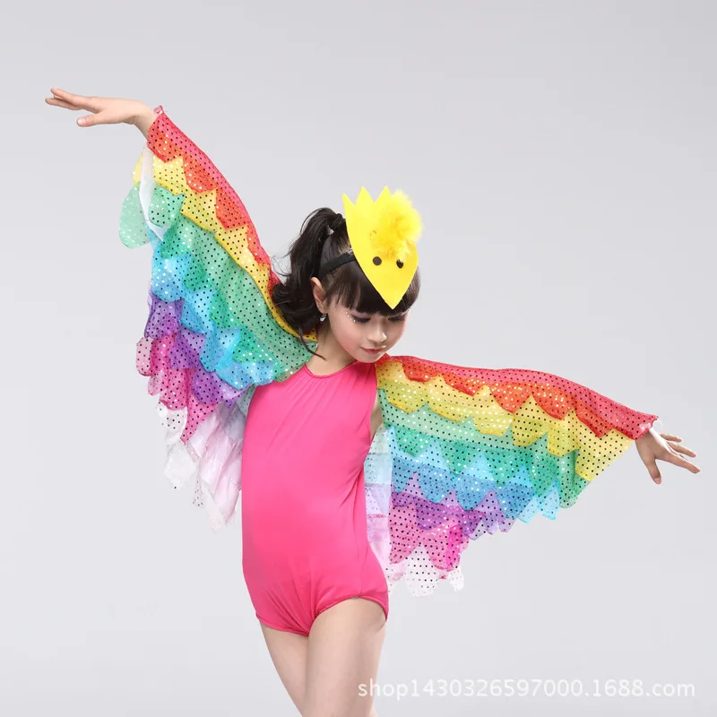 

children's wear cartoon animal rainbow bird performance clothing leading wing