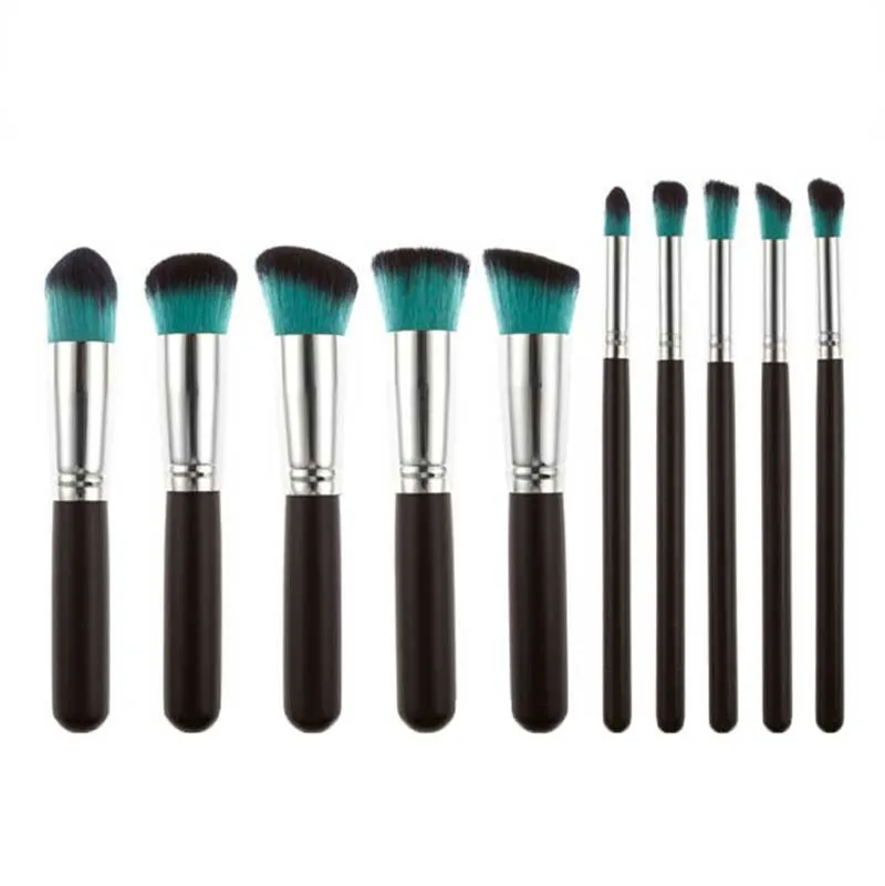 

Professional 10pcs Makeup brushes Synthetic Kabuki Makeup Brush Set Cosmetics Foundation Blending Blush Make up Tools Multicolor
