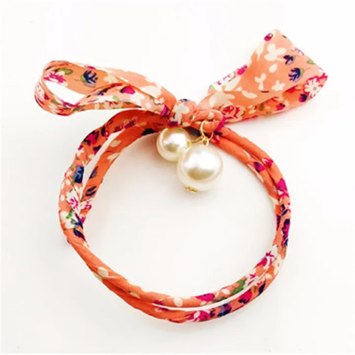 13 Cute Princess Pearl Bow Hairwear Ponytail Holder Hair Accessories For Women Lace Elastic Hair Rope Band Ties Girls Headdress Hairrope