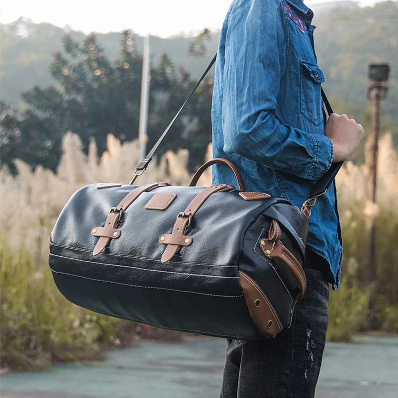 Ретро дорожная сумка, высокое качество, из искусственной кожи, мужские большие сумки, вещевой мешок, сумка для отдыха на выходных, мужская сумка для ручной клади XA231ZC