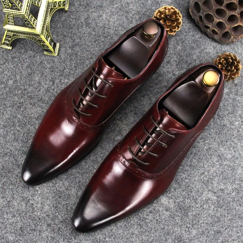 British Style Formal Suit Dress Shoes for men Flat heel Genuine leather ...