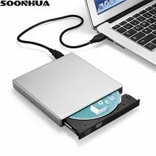 SOONHUA USB 2,0 портативный ультра тонкий внешний слот-в DVD-RW CD-RW CD DVD rom плеер привод писатель Rewriter горелки для ПК Windows