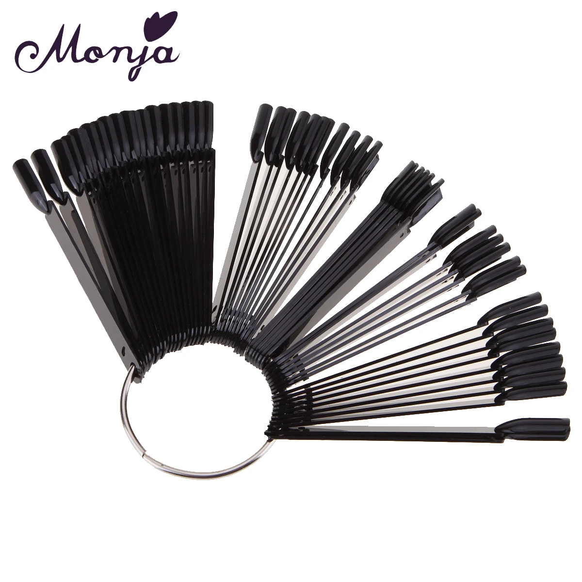 

Monja 50Pcs Fan Shaped Nail Art French False Tips Gel Polish Varnish Color Showing Display Practice Training Removable Stick