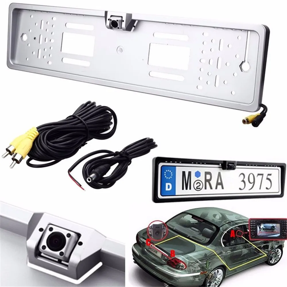 1 set Waterproof High-definition and 170 degree 4 LEDs  Europe License Plate Frame with Rear View Camera