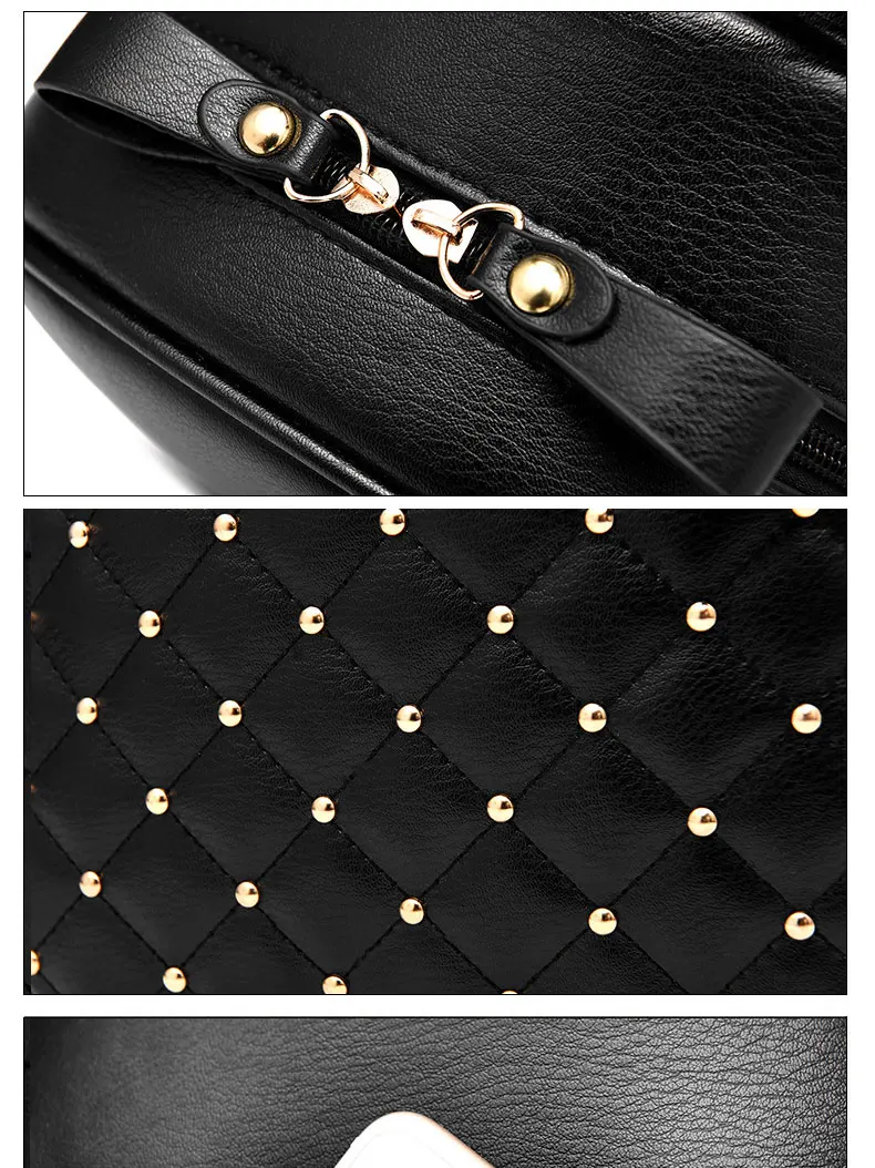 2022 Fashion Women Casual Travel Bead Backpack School Bags PU Leather Backpack for Teenage Girls Mochila Female Backpack S004