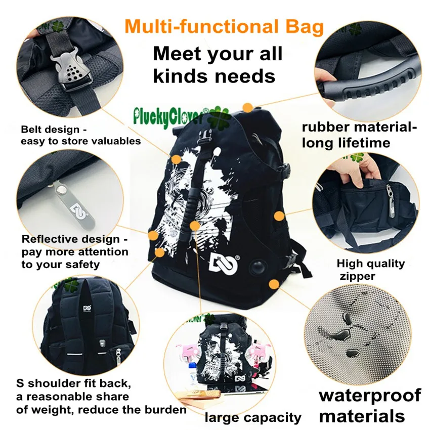 1 шт. 45x37x18 см роскошные большой емкости роликовые коньки уличные сумки для мужчин и женщин многофункциональный водонепроницаемый альпинистский рюкзак