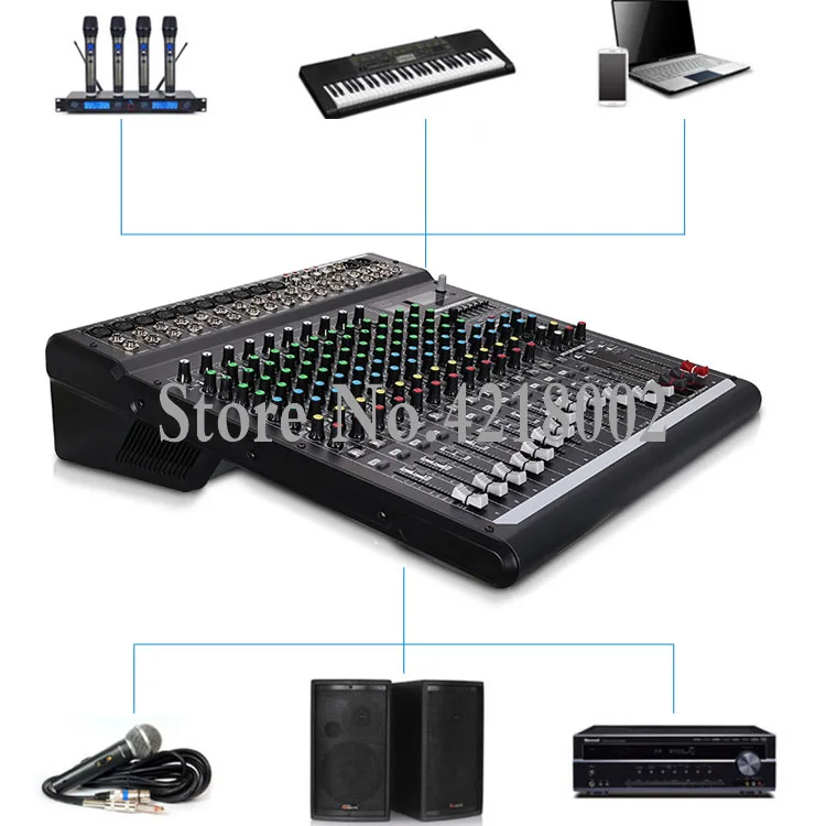 Профессиональный аудио звук цифровой эффект караоке DJ микшер пульт смешивания с Bluetooth USB MP3+ 48 В Phantom power 99 DSP эффекты