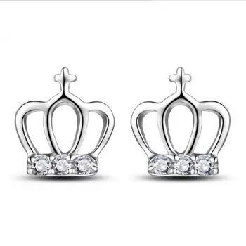 

925 Sterling Silver Crown Female Models Wild Crystal Earrings Jewelry Cute Retro Fashion Jewelry Factory Wholesale 1Y063