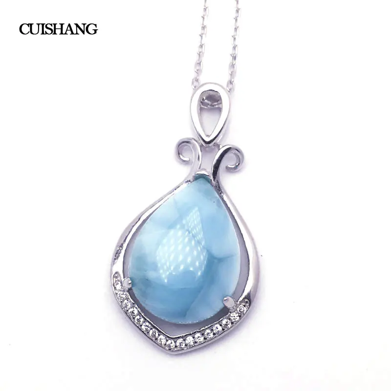 CSJ реального Larimar подвески 925 пробы серебро натуральный синий Larimar Pear12 * мм 16 мм Свадебные обручение полосы для женщин леди подарок девочк