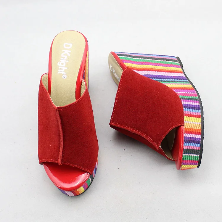Sandals 2017 PigSkin High Platform Shoes Fashion Women Summer Slippers Genuine Leather Women Shoes Plus Size 30-43 Slides Heel (15)