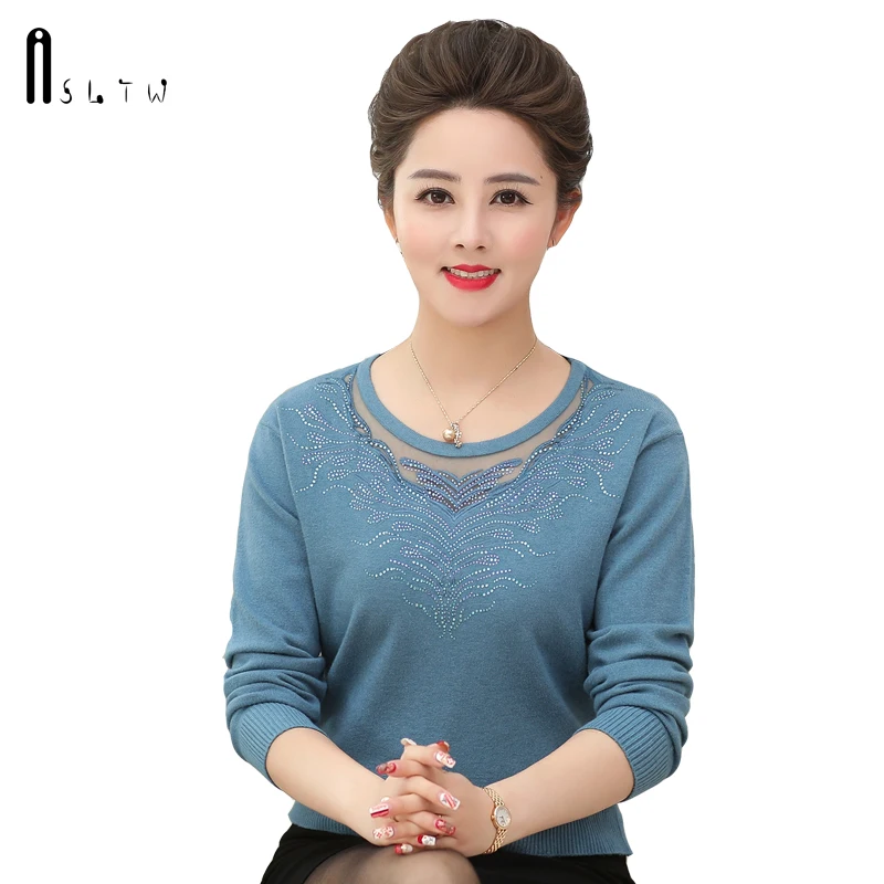 

ASLTW Women's Sweater New Autumn Causal Long Sleeve Lace O Neck Jumper Top Harajuku Knitted Plus Size Female Sweaters Pullover