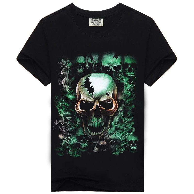 [Men bone] Men's skull ghost t shirts casual black cotton 3d t shirt Summer Men T Shirt skull