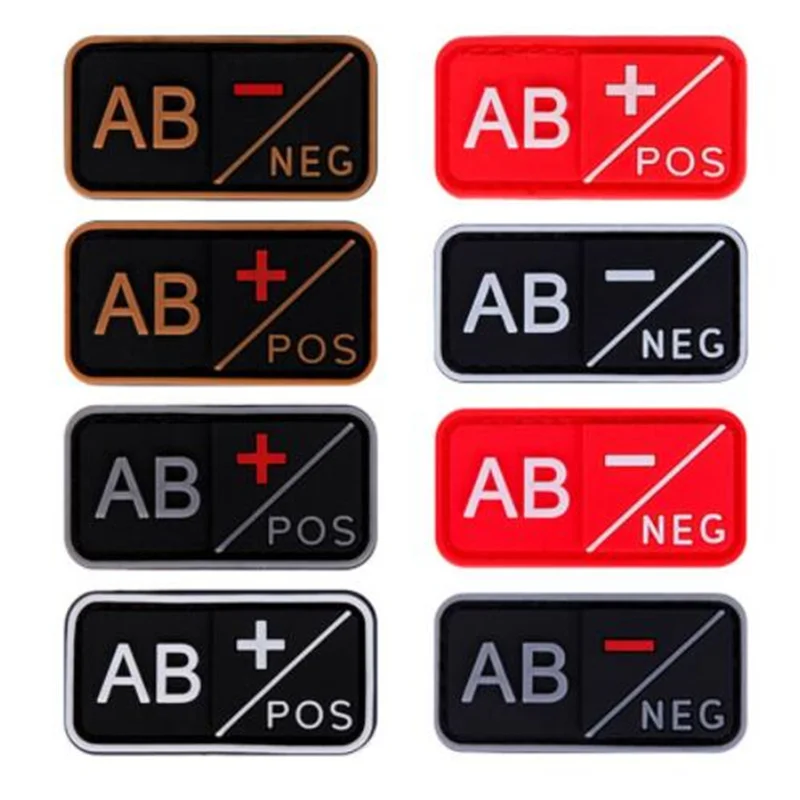 الأصفر التذكارات فريق الرياضة 3D PVC + B + AB + O + إيجابية A-B-AB -يا-سلبية الدم نوع التصحيح العسكرية التكتيكية المطاط شارات